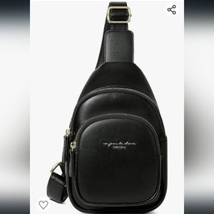 Black Crossbody Vegan Leather Sling Bag